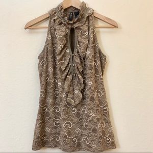 Bisou Bisou✌🏼 tan ruffle lace top